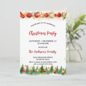 Invitation Aquarelle rustique Ornements et fête de Noël des p (Debout devant)