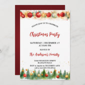 Invitation Aquarelle rustique Ornements et fête de Noël des p (Devant / Derrière)