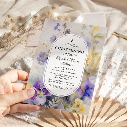 Invitation Aquarelle rustique Purple & Jaune