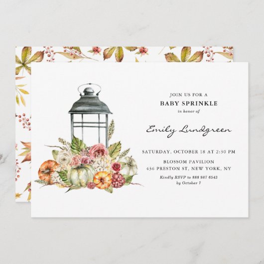 Invitation Aquarelle rustique Récolte d'automne Bébé Sprinkle (Devant / Derrière)