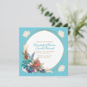 Invitation Aquarelle rustique Succulent, Mariage turquoise (Debout devant)