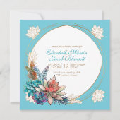 Invitation Aquarelle rustique Succulent, Mariage turquoise (Devant)