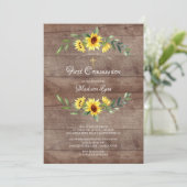 Invitation Aquarelle rustique Tournesol jaune Première commun (Debout devant)