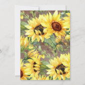 Invitation Aquarelle rustique Tournesol jaune Première commun (Dos)