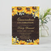Invitation Aquarelle rustique Tournesols Quinceanera (Debout devant)