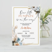 Invitation aquarelle rustique un petit baby shower citrouille (Debout devant)