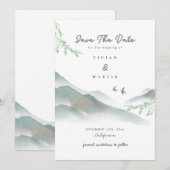 Invitation Aquarelle Rustique Végétation Montagne Sauvez La D (Devant / Derrière)