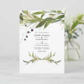 Invitation Aquarelle rustique Verdure Campagne Mariage de gra (Debout devant)