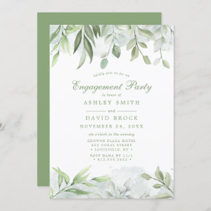Invitation Aquarelle rustique Verdure Floral Engagement Party