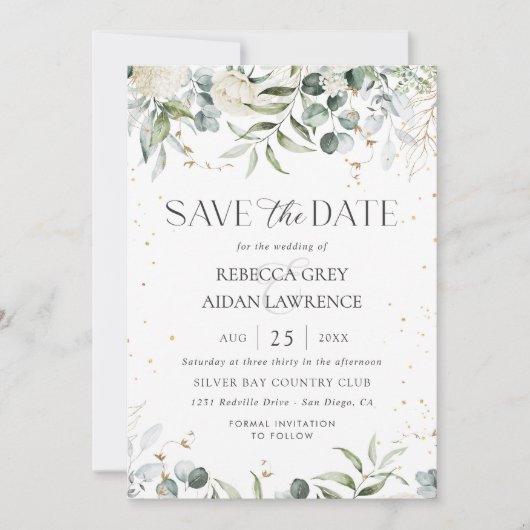 Invitation Aquarelle rustique Verdure Mariage Enregistrer la (Devant)