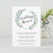 Invitation Aquarelle rustique Verdure Wreath Couples Douche (Debout devant)