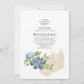 Invitation Aquarelle Rustique Vert ardoise bleu ardoise (Devant)