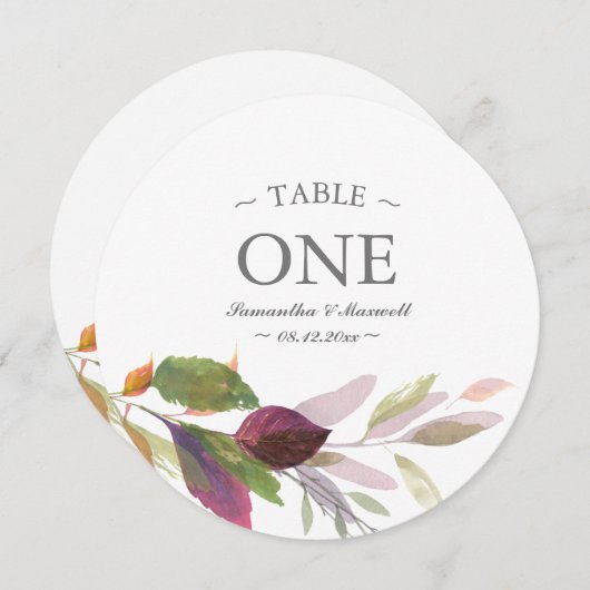 Invitation Aquarelle rustique vert Numéro de tableau (Devant / Derrière)