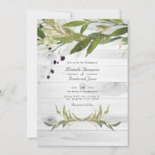Invitation Aquarelle rustique vert pays QR Code Mariage (Devant)