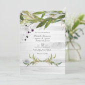 Invitation Aquarelle rustique vert pays QR Code Mariage (Debout devant)