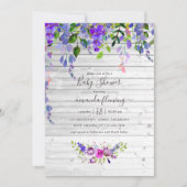 Invitation Aquarelle rustique Violet Baby shower Floral (Devant)