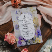 Invitation Aquarelle rustique violet et jaune Confirmation