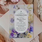 Invitation Aquarelle rustique violet et jaune Confirmation