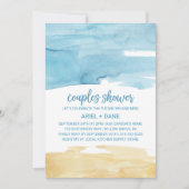 Invitation Aquarelle Sable et Couples de mer Douche (Devant)