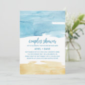 Invitation Aquarelle Sable et Couples de mer Douche (Debout devant)