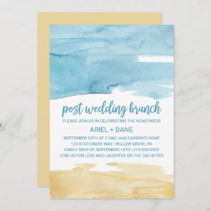 Invitation Aquarelle Sable et Mariage de poste de mer Brunch