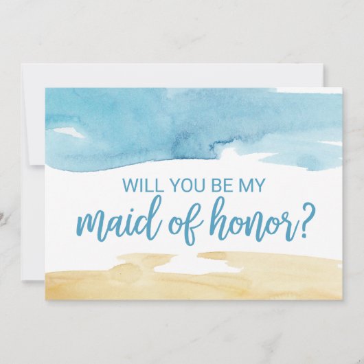 Invitation Aquarelle Sable & Mer Serez-vous ma femme d'honneu (Devant)