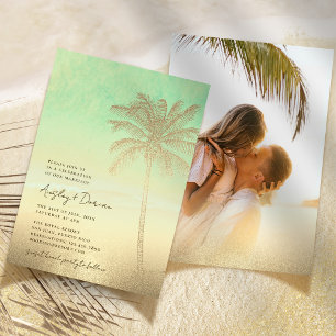 Invitation Aquarelle Sable Or Palm Tree Boho Mariage photo