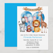 Invitation Aquarelle Safari Animaux Baby shower garçon (Devant / Derrière)
