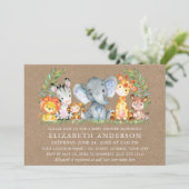 Invitation Aquarelle Safari Animaux Baby shower Kraft (Debout devant)