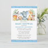 Invitation Aquarelle Safari Animaux Douche Parties scintillan (Debout devant)