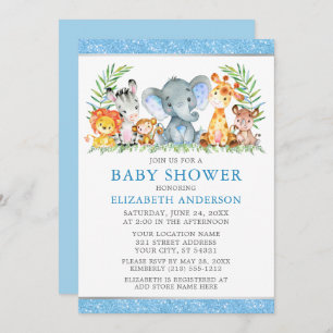Invitation Aquarelle Safari Animaux Douche Parties scintillan