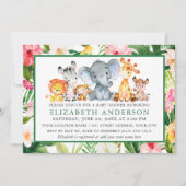 Invitation Aquarelle Safari Animaux Tropical Green Douche (Devant)