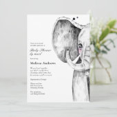 Invitation Aquarelle Safari Elephant Baby shower par mail (Debout devant)