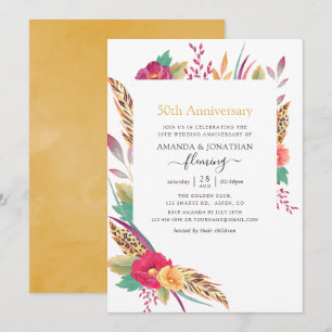 Invitation Aquarelle Safari Floral 50e Anniversaire de Mariag