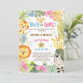 Invitation Aquarelle Safari Gender Reveal (Debout devant)