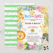 Invitation Aquarelle Safari Gender Reveal (Devant / Derrière)