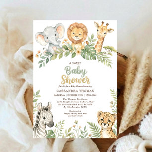 Invitation aquarelle Safari Twin Jungle Animaux Baby Shower