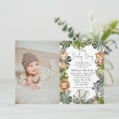 Invitation Aquarelle Safari Wild One 1er anniversaire Boy Inv (Debout devant)