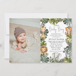 Invitation Aquarelle Safari Wild One 1er anniversaire Boy Inv