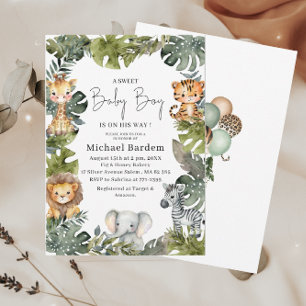 Invitation Aquarelle Safari Wild One 1er anniversaire Boy Inv