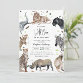 Invitation Aquarelle Safari Wild Un Baby shower (Debout devant)