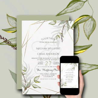 Invitation Aquarelle Sage Green Foliing