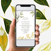 Invitation Aquarelle Sage Vert et Or Foliage