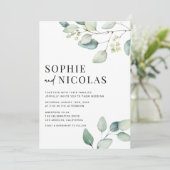 Invitation Aquarelle Sage vert Eucalyptus Mariage (Debout devant)