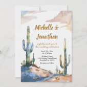Invitation Aquarelle Saguaro Cactus Mariage du désert (Devant)