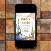 Invitation Aquarelle Saguaro Cactus Mariage du désert