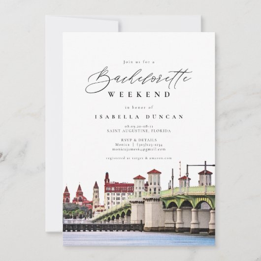 Invitation Aquarelle Saint Augustine Floride Skyline Beach (Devant)