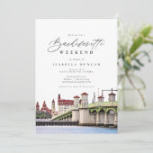 Invitation Aquarelle Saint Augustine Floride Skyline Beach (Debout devant)