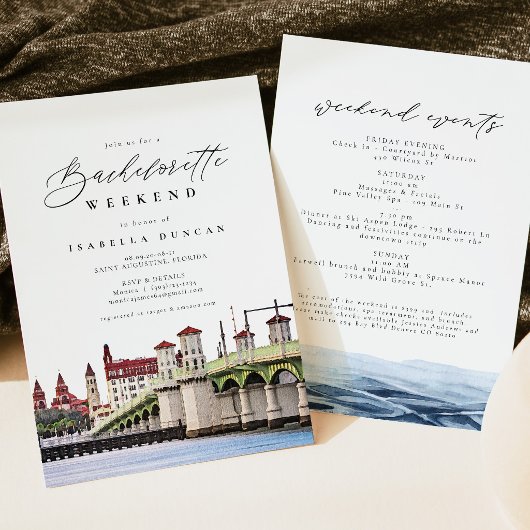 Invitation Aquarelle Saint Augustine Floride Skyline Plage