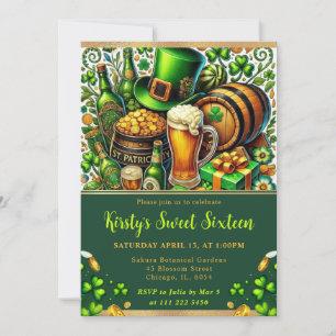 Invitation Aquarelle Saint Patrick's Day Sweet sixteen